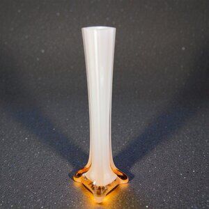 Vintage Swung Art Glass Bud Vase Vessel Cased Orange White Glass Vase Decor VTG